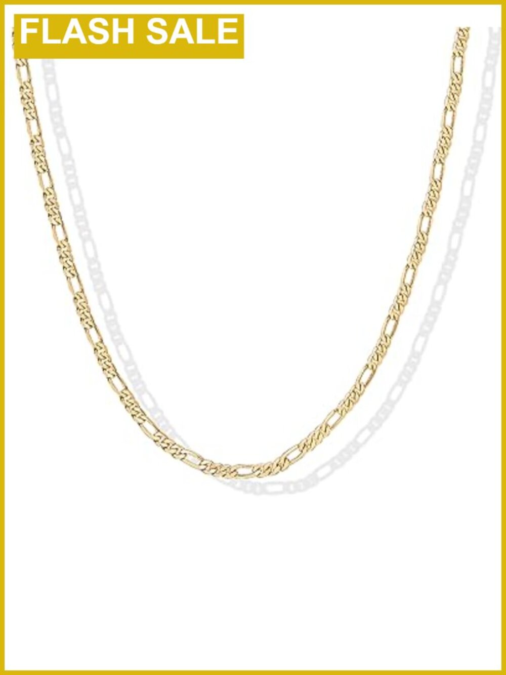 14K Gold Plated Figaro Chain Necklace Adjustable Layering Women Jewelry